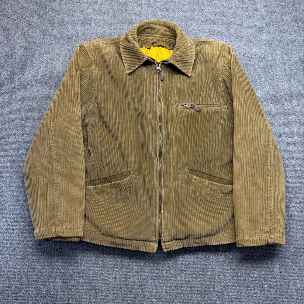 Limited America Vintage Corduroy Jacket XS Tan Quilted Lining Full Zip Utility
